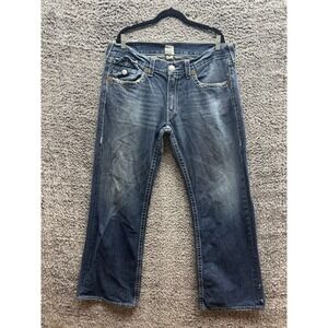 True Religion‎ Denim Blue High Rise Retro Billy Straight flare Jeans Size 38